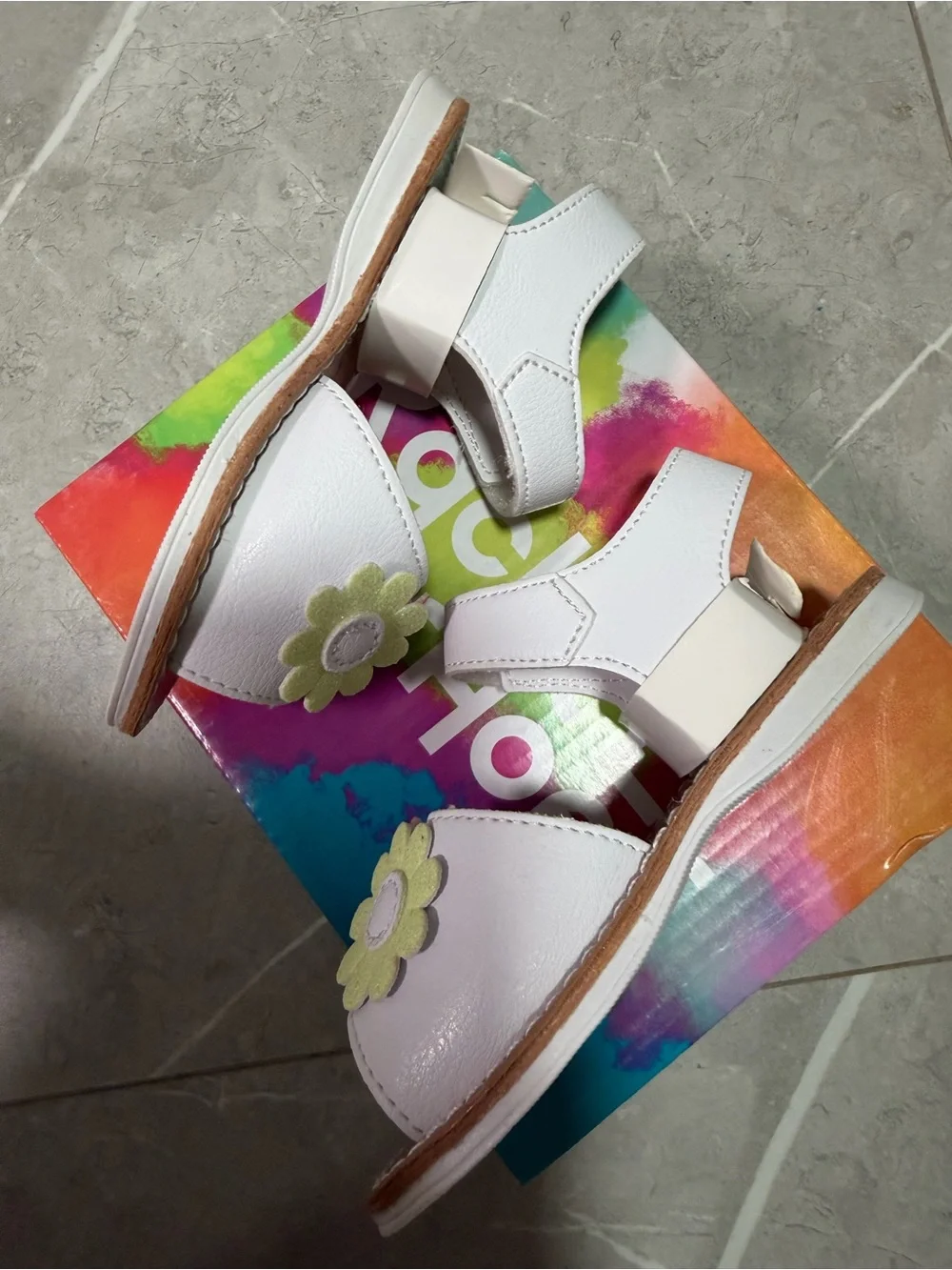 Rachel Shoes Toddler Girl’s Sora Sandals with Pastel Flower Accents Size 5C